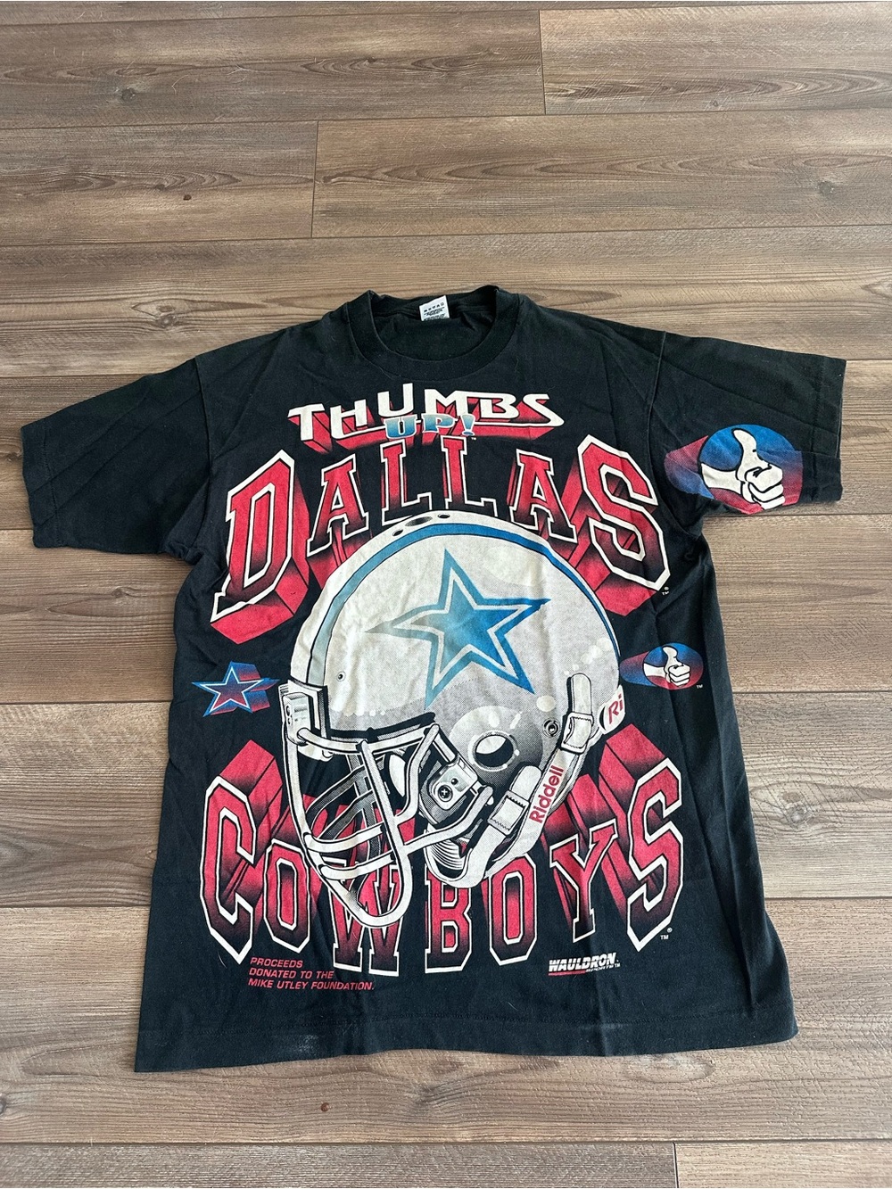 90s VTG Dallas Cowboys NFL Football AOP Thumbs Up Tee Sz L